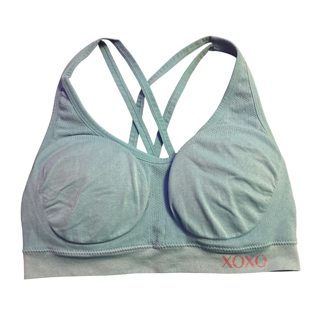 XOXO Sport Blue Seamless Strappy Sports Bra Size L